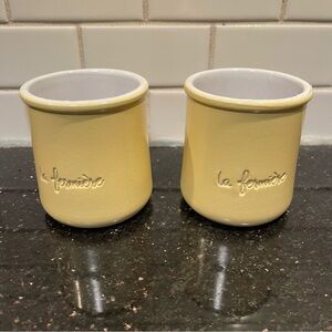 RARE COLOR Limited Edition La Fermiere Yellow Ceramic Terracotta Cups Jars